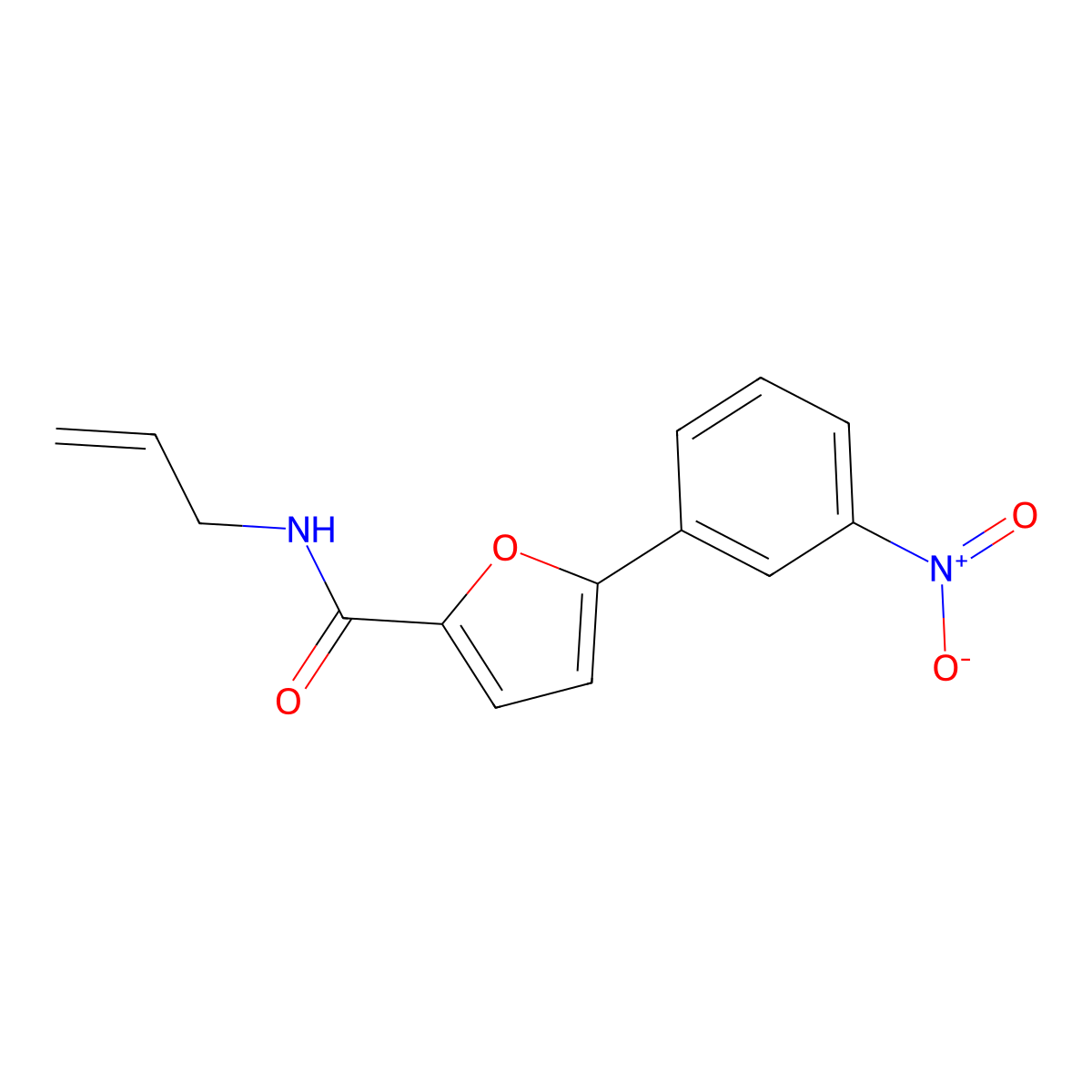 N-allyl-5-(3-nitrophenyl)-2-furamide molecular structure, CAS 6128-57-0