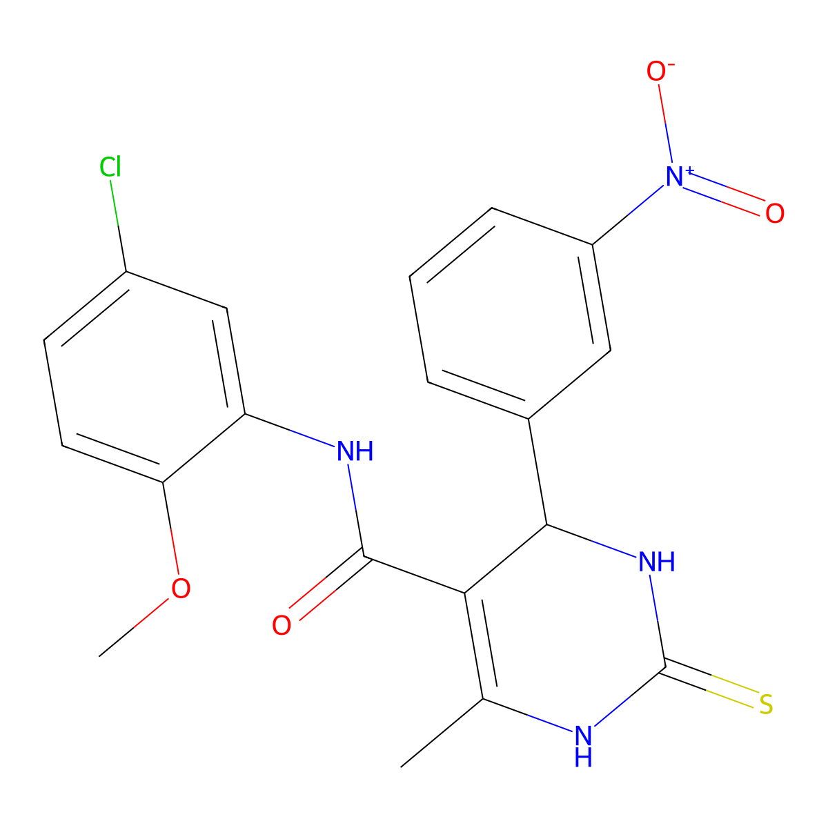 N-(5-chloro-2-methoxyphenyl)-6-methyl-4-(3-nitrophenyl)-2-sulfanylidene-3,4-dihydro-1H-pyrimidine-5-carboxamide molecular structure, CAS 6128-85-4