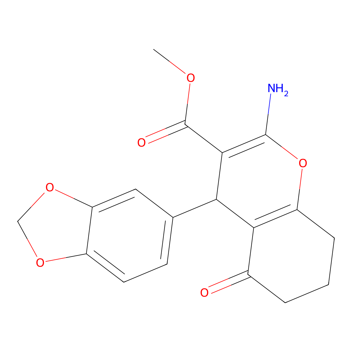 methyl 2-amino-4-(benzo[d][1,3]dioxol-5-yl)-5-oxo-5,6,7,8-tetrahydro-4H-chromene-3-carboxylate molecular structure, CAS 612802-44-5