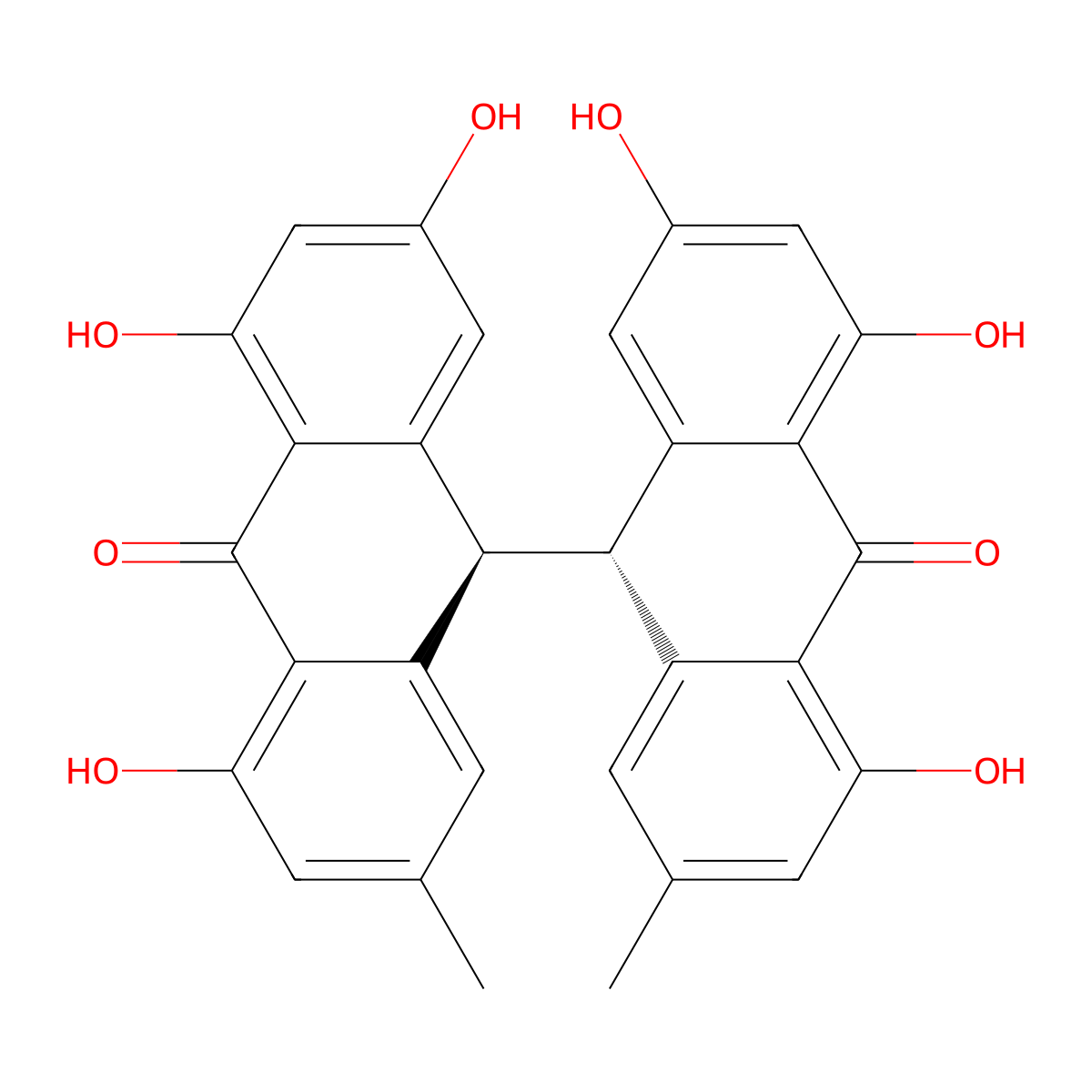 Trans-Emodin bianthrone molecular structure, CAS 61281-20-7