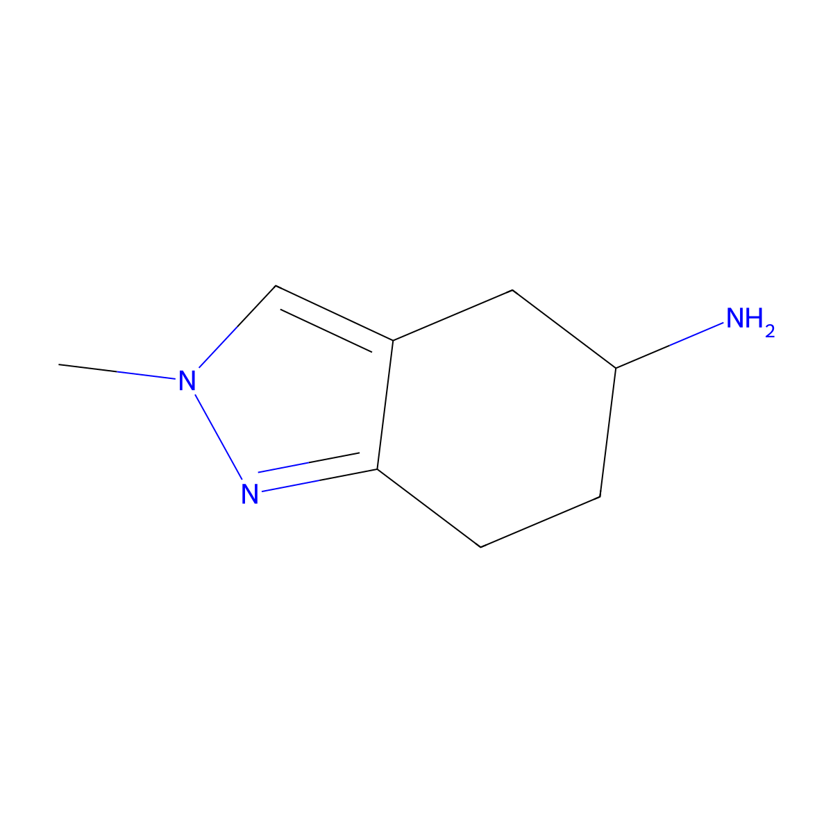 2-Methyl-4,5,6,7-tetrahydro-2H-indazol-5-amine molecular structure, CAS 612820-69-6