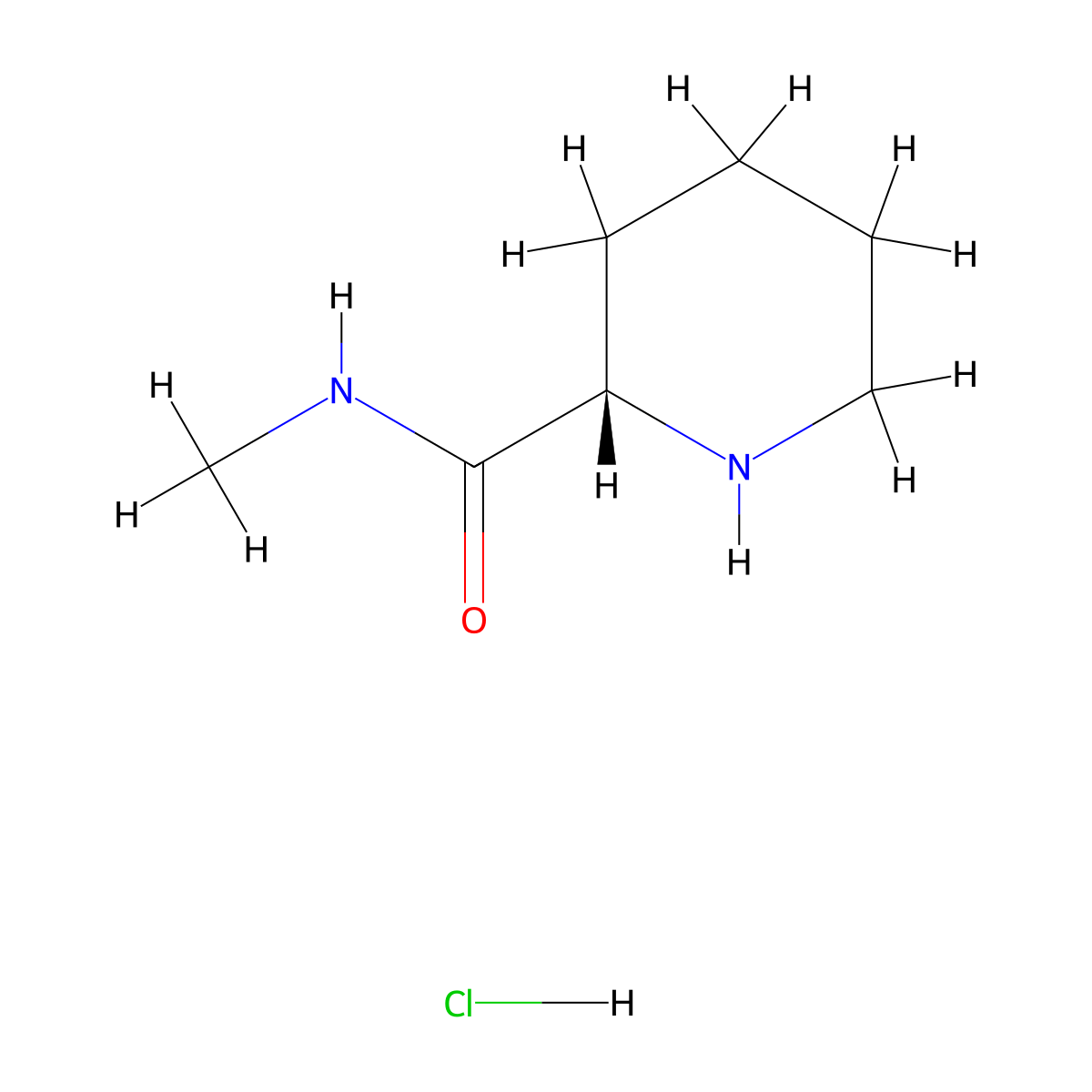N-Methyl-(S)-2-piperidinecarboxamide HCl molecular structure, CAS 612840-85-4