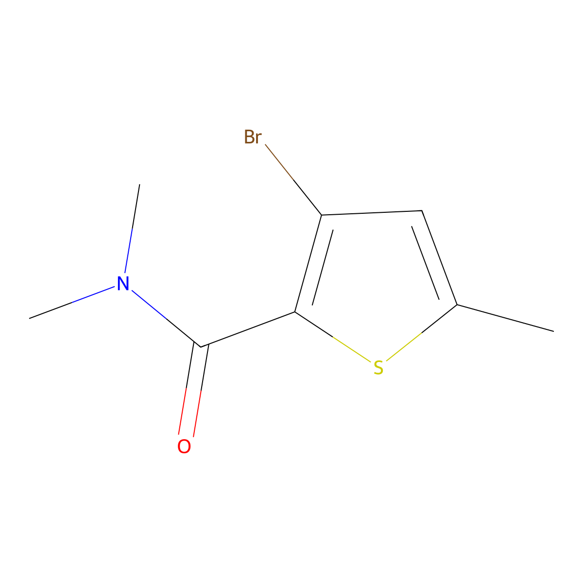 2-Thiophenecarboxamide, 3-bromo-N,N,5-trimethyl- molecular structure, CAS 61285-30-1
