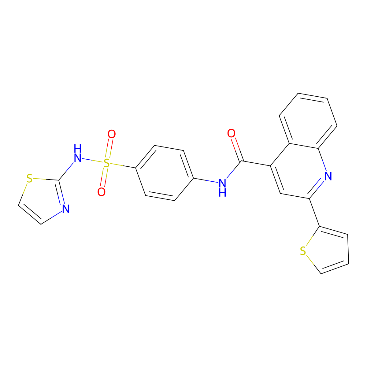 N-[4-(1,3-thiazol-2-ylsulfamoyl)phenyl]-2-thiophen-2-ylquinoline-4-carboxamide molecular structure, CAS 6129-32-4