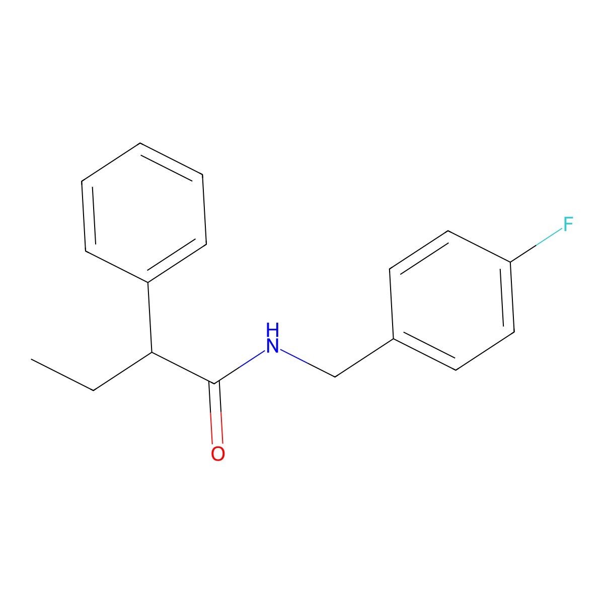 N-[(4-fluorophenyl)methyl]-2-phenylbutanamide molecular structure, CAS 6129-35-7