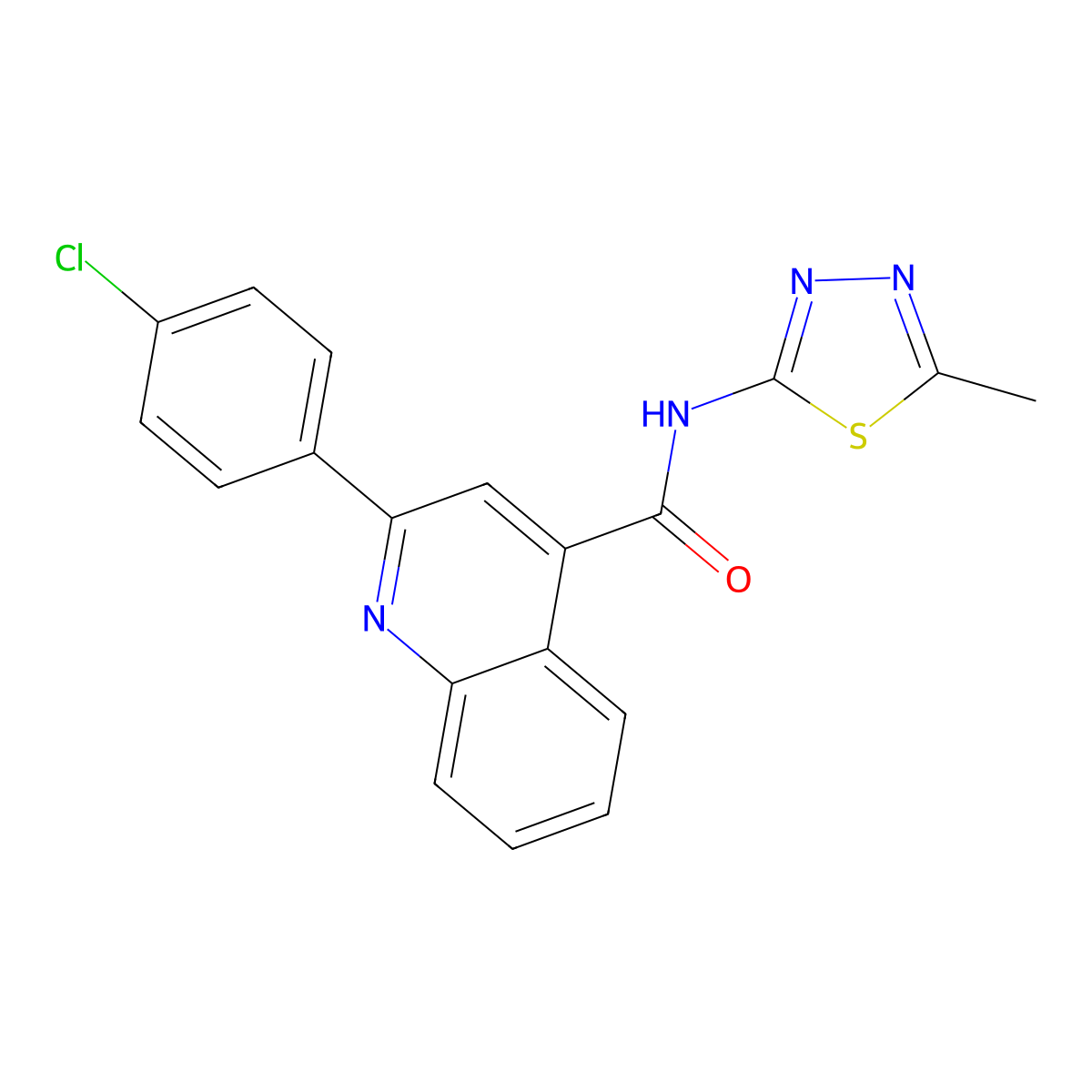 2-(4-chlorophenyl)-N-(5-methyl-1,3,4-thiadiazol-2-yl)quinoline-4-carboxamide molecular structure, CAS 6129-58-4