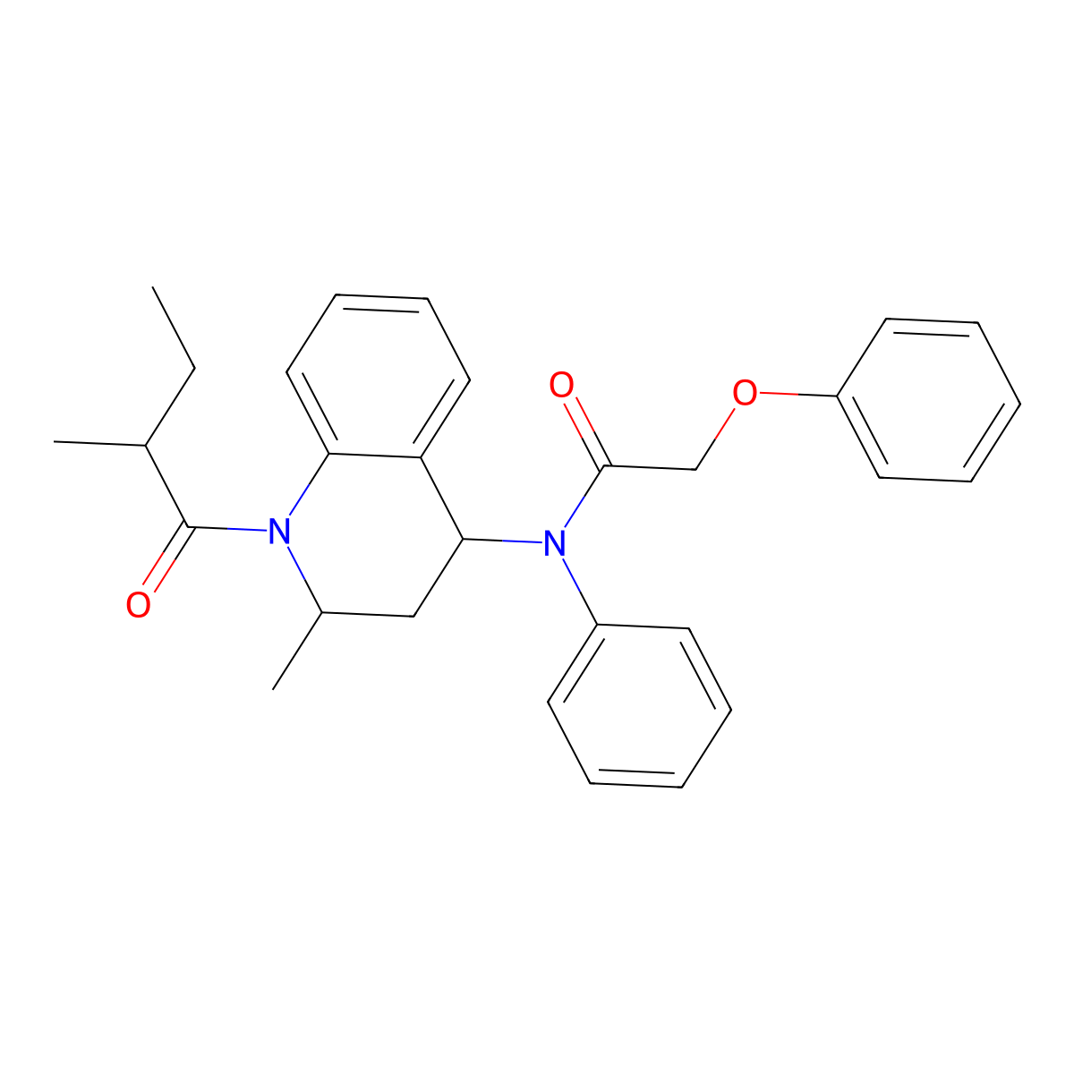 N-[2-methyl-1-(2-methylbutanoyl)-1,2,3,4-tetrahydroquinolin-4-yl]-2-phenoxy-N-phenylacetamide molecular structure, CAS 6129-97-1