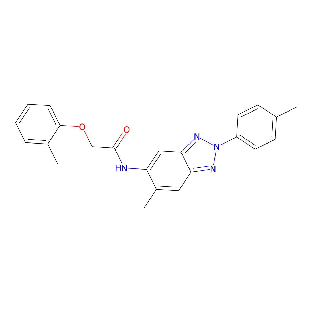 N-[6-methyl-2-(4-methylphenyl)-2H-1,2,3-benzotriazol-5-yl]-2-(2-methylphenoxy)acetamide molecular structure, CAS 6129-99-3