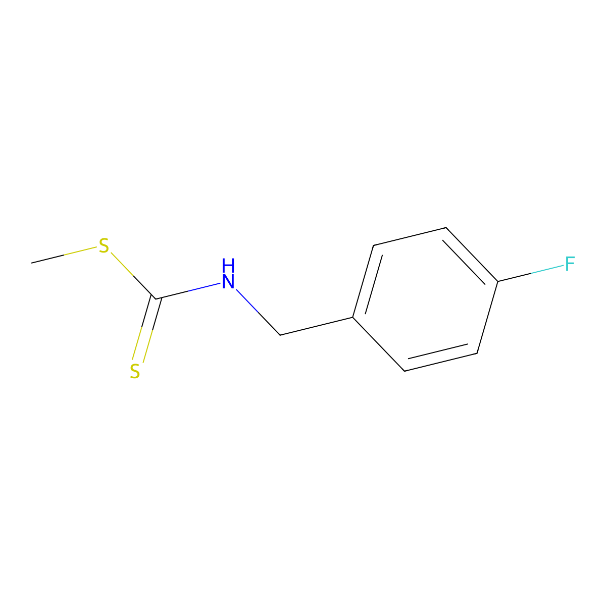 methyl N-[(4-fluorophenyl)methyl]carbamodithioate molecular structure, CAS 61290-95-7