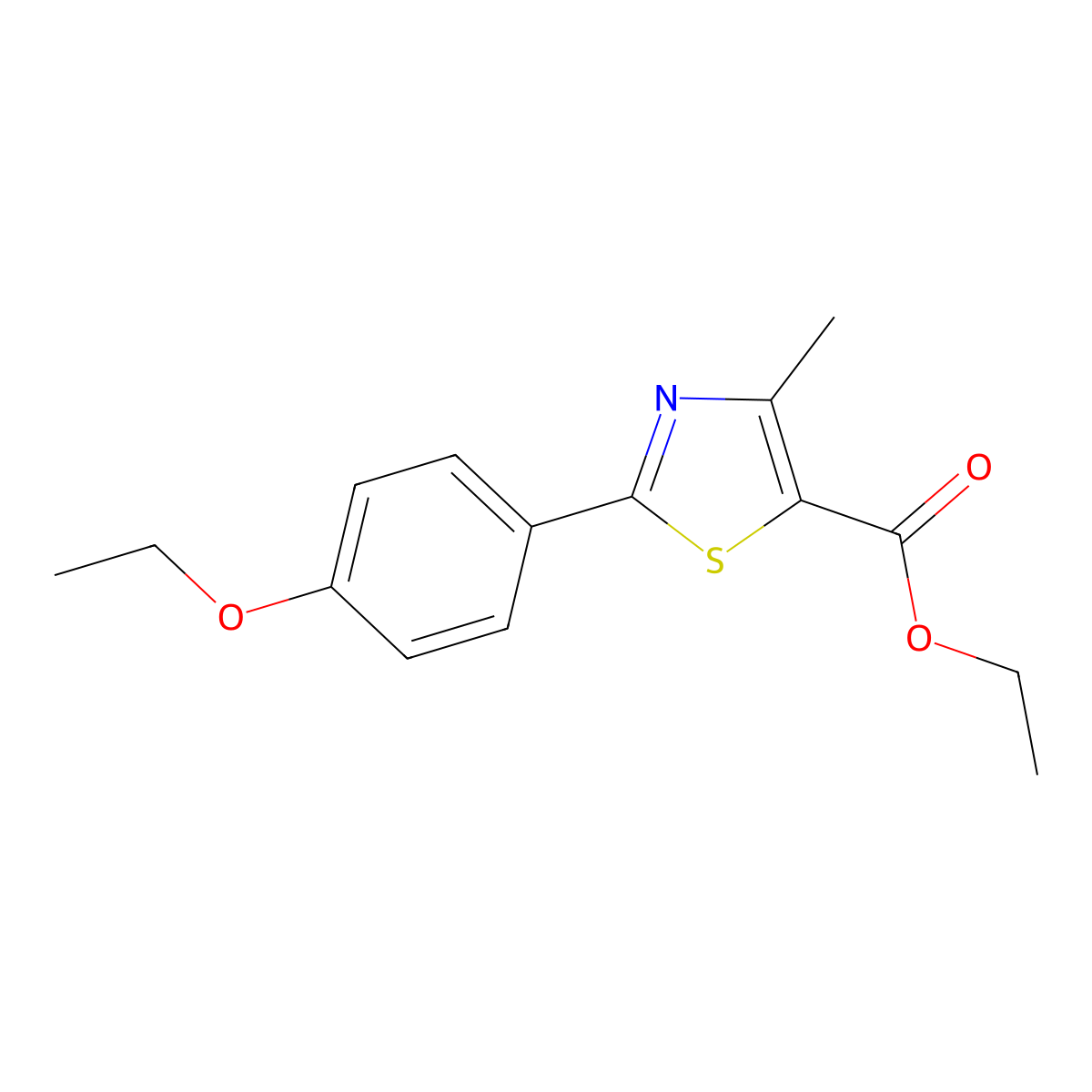 5-Thiazolecarboxylic acid, 2-(4-ethoxyphenyl)-4-methyl-, ethyl ester molecular structure, CAS 61291-90-5