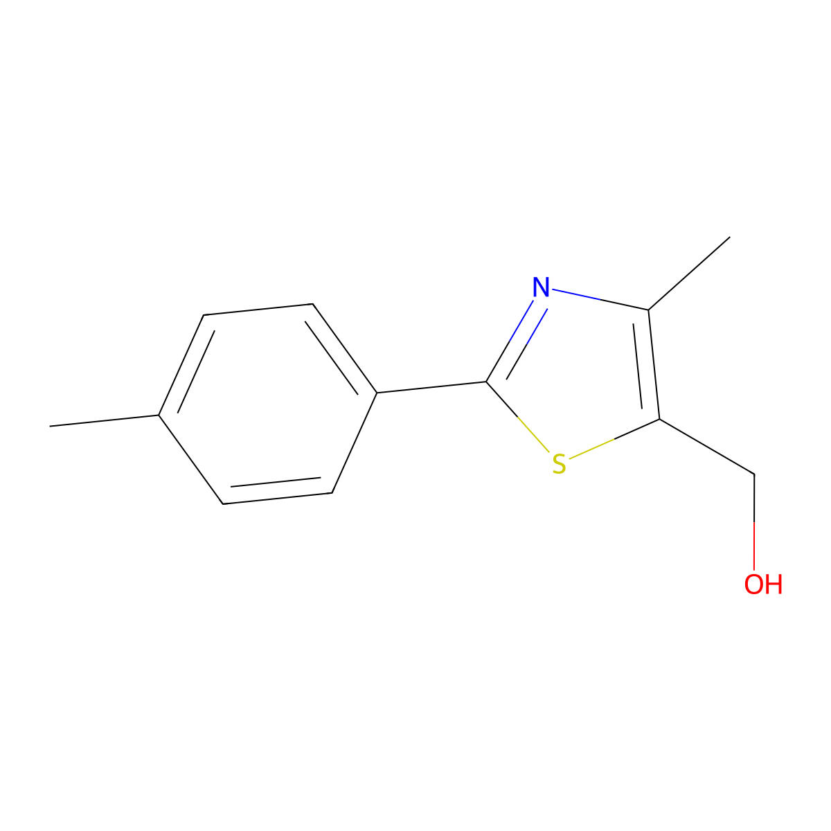 5-Thiazolemethanol, 4-methyl-2-(4-methylphenyl)- molecular structure, CAS 61291-92-7