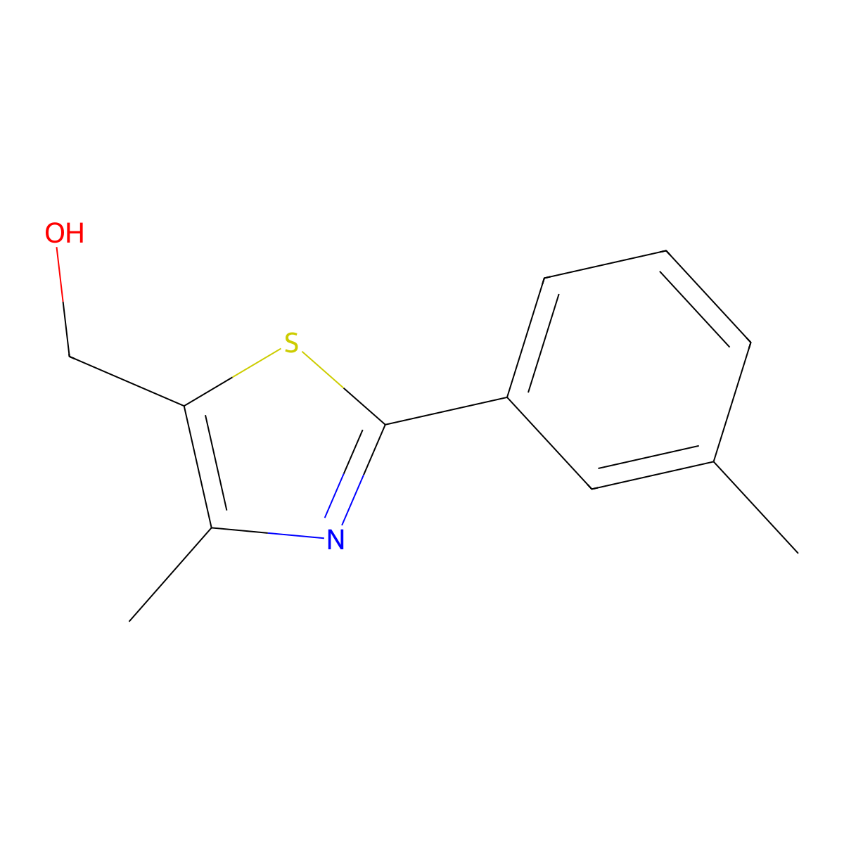 5-Thiazolemethanol, 4-methyl-2-(3-methylphenyl)- molecular structure, CAS 61291-94-9