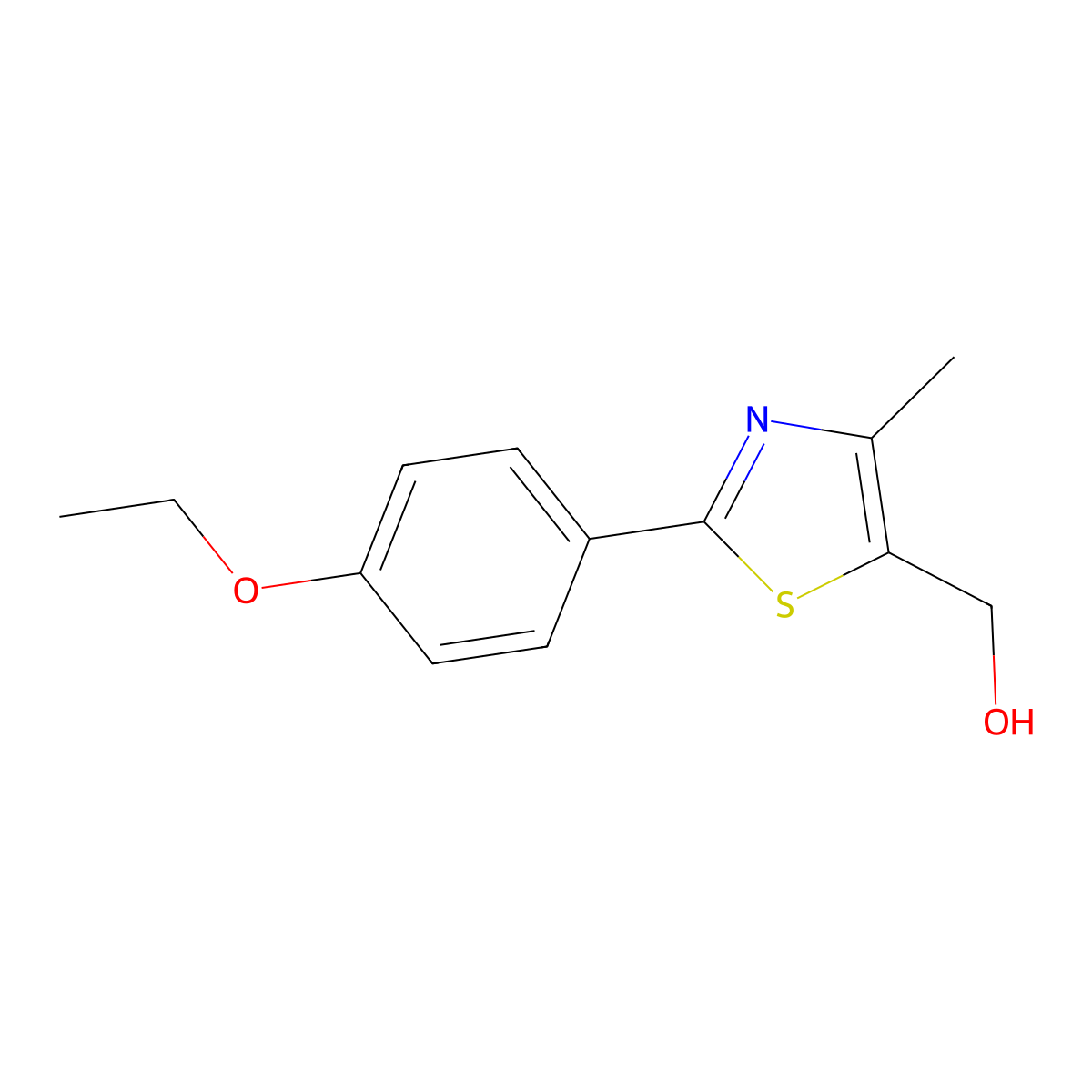 5-Thiazolemethanol, 2-(4-ethoxyphenyl)-4-methyl- molecular structure, CAS 61291-95-0