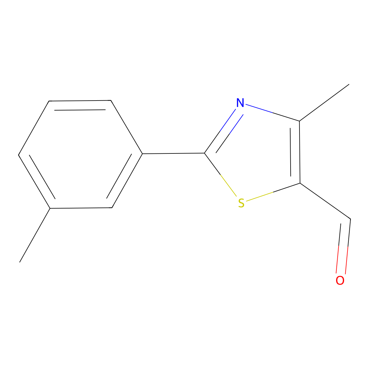 5-Thiazolecarboxaldehyde, 4-methyl-2-(3-methylphenyl)- molecular structure, CAS 61292-02-2