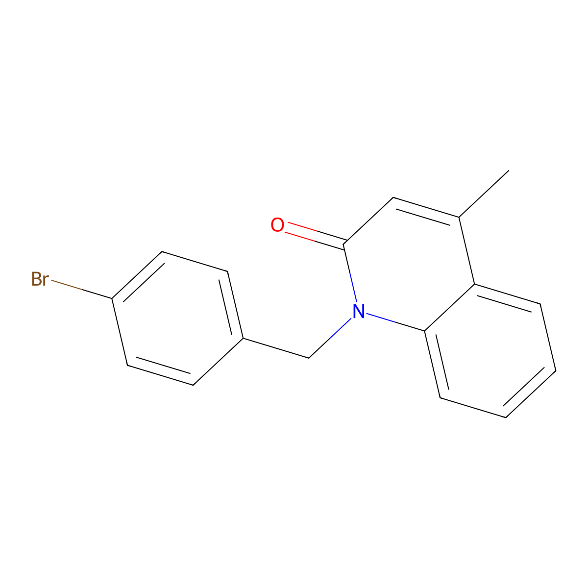 1-[(4-Bromophenyl)methyl]-4-methylquinolin-2(1H)-one molecular structure, CAS 61297-90-3