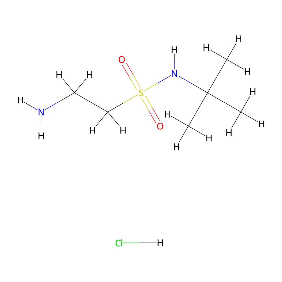 2-amino-N-(tert-butyl)ethanesulfonamide hydrochloride molecular structure, CAS 61300-17-2