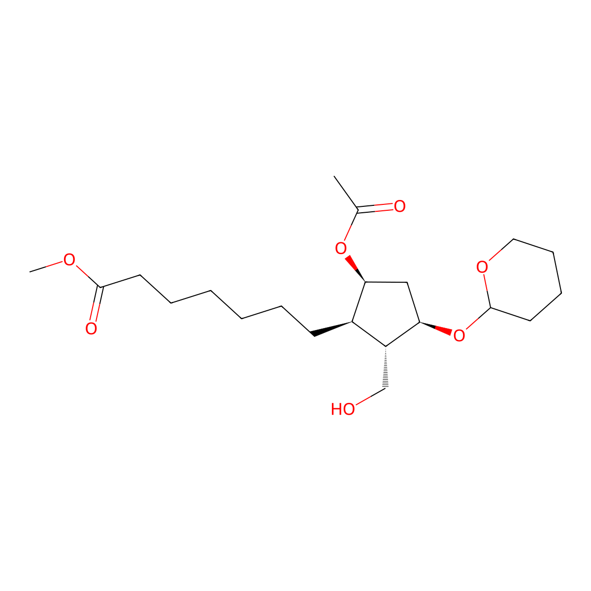 Methyl 7-((1R,2S,3R,5S)-5-acetoxy-2-(hydroxymethyl)-3-((tetrahydro-2H-pyran-2-yl)oxy)cyclopentyl)heptanoate molecular structure, CAS 61302-47-4
