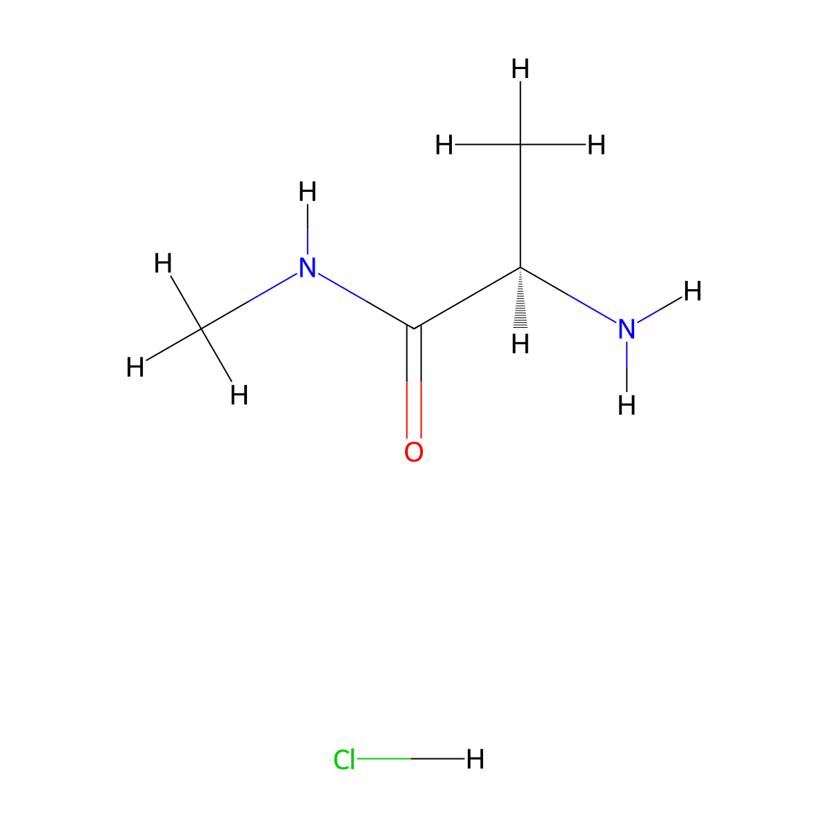 (2R)-2-amino-N-methylpropanamide hydrochloride molecular structure, CAS 61302-99-6
