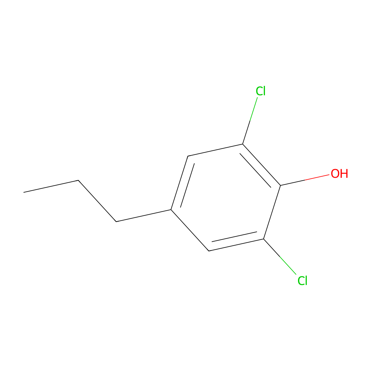 2,6-Dichloro-4-propylphenol molecular structure, CAS 61305-76-8
