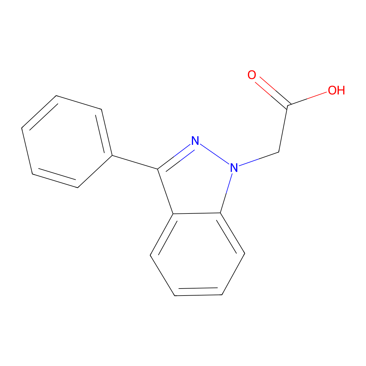 1H-Indazole-1-acetic acid, 3-phenyl- molecular structure, CAS 61308-30-3
