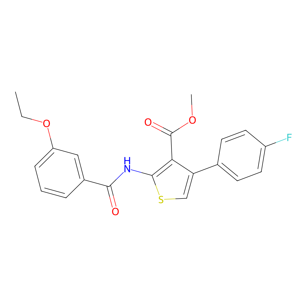 Methyl 2-[(3-ethoxybenzoyl)amino]-4-(4-fluorophenyl)thiophene-3-carboxylate molecular structure, CAS 6131-60-8