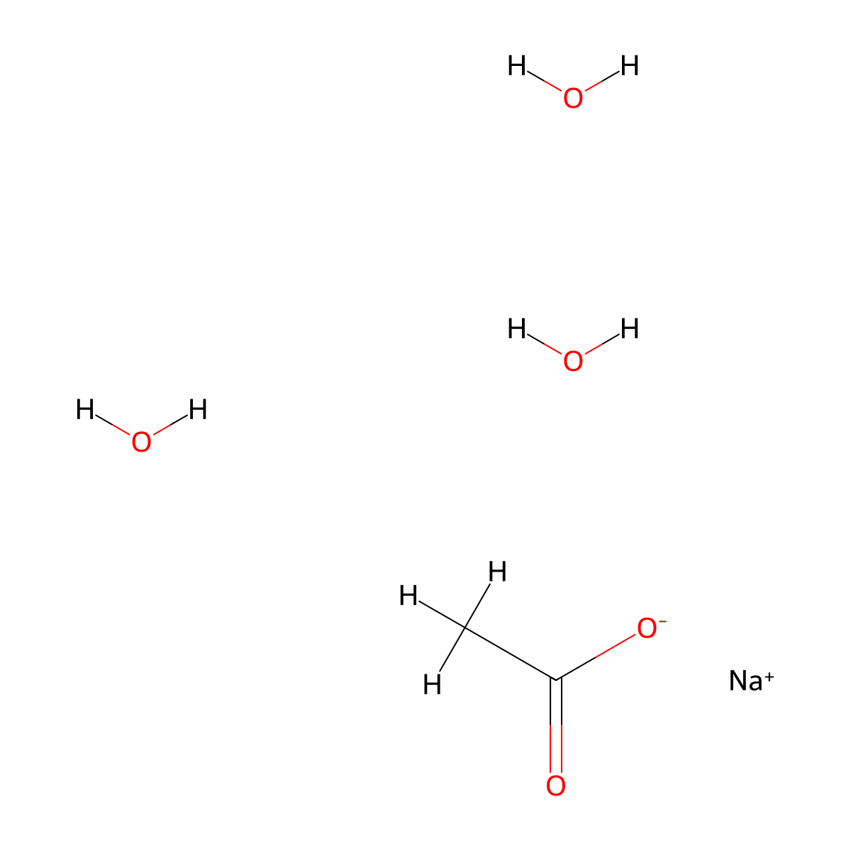 sodium;acetate;trihydrate molecular structure, CAS 6131-90-4