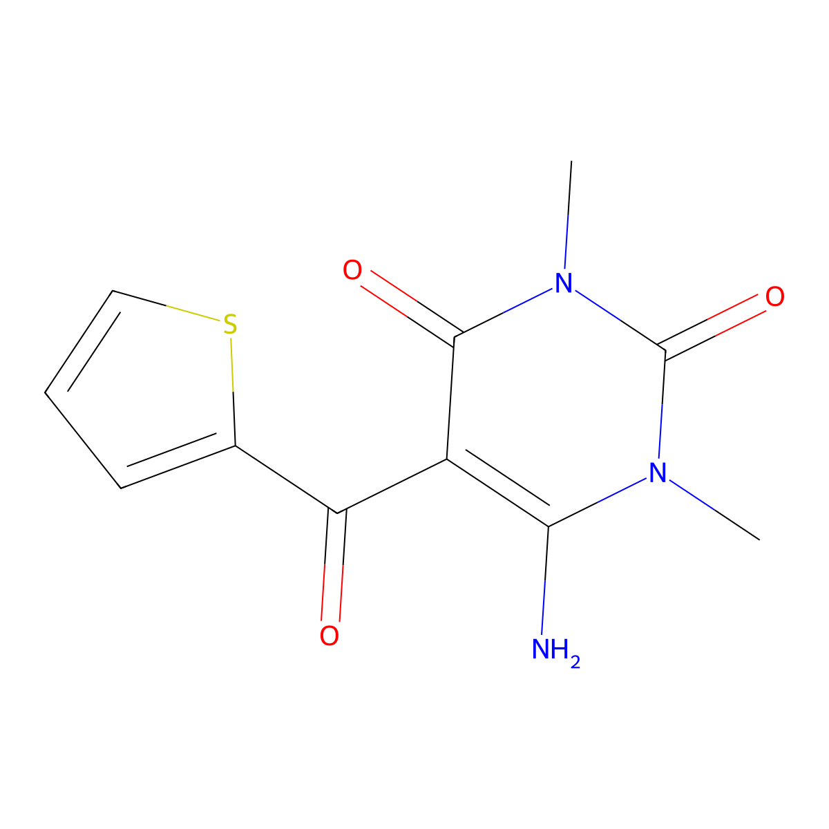 6-Amino-1,3-dimethyl-5-(thiophene-2-carbonyl)pyrimidine-2,4-dione molecular structure, CAS 61317-75-7
