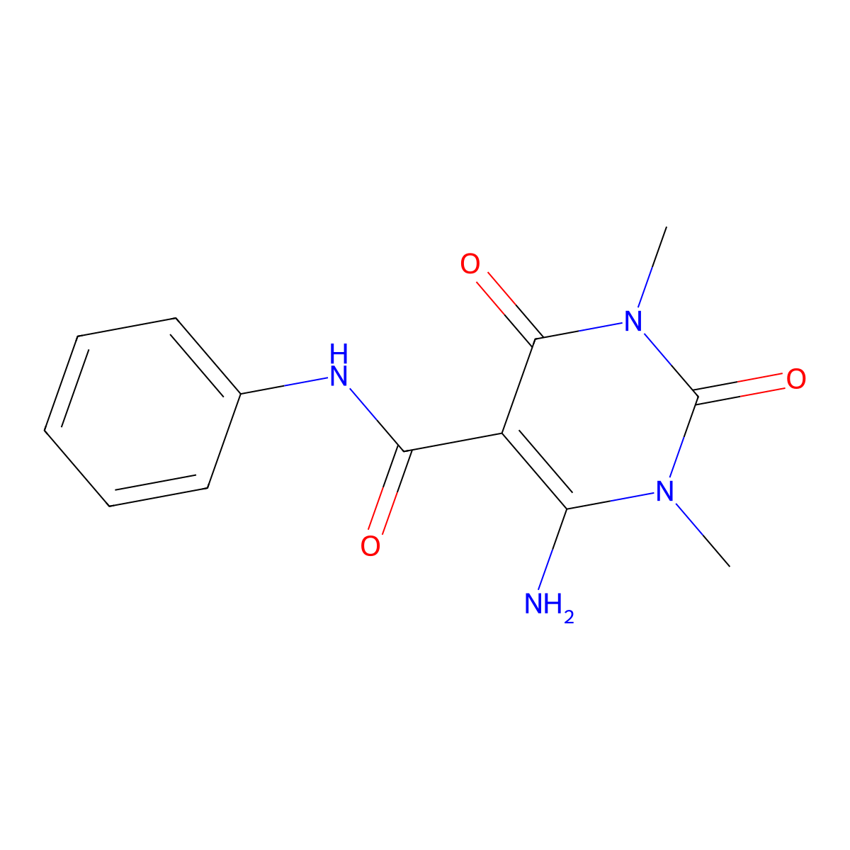6-Amino-1,3-dimethyl-2,4-dioxo-N-phenyl-1,2,3,4-tetrahydropyrimidine-5-carboxamide molecular structure, CAS 61317-83-7