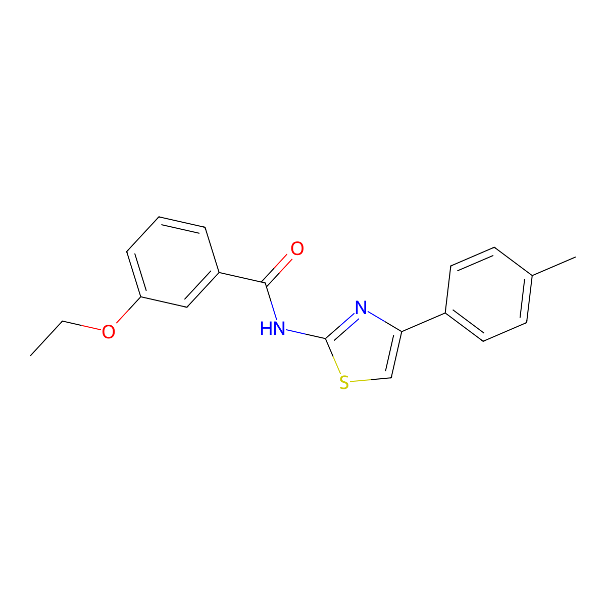 3-ethoxy-N-[4-(4-methylphenyl)-1,3-thiazol-2-yl]benzamide molecular structure, CAS 6132-08-7