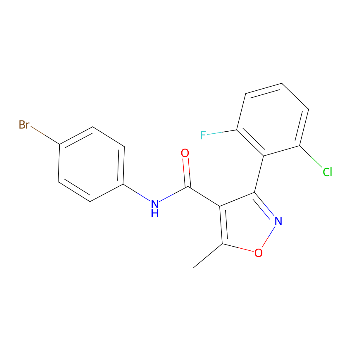 N-(4-bromophenyl)-3-(2-chloro-6-fluorophenyl)-5-methyl-1,2-oxazole-4-carboxamide molecular structure, CAS 6132-25-8