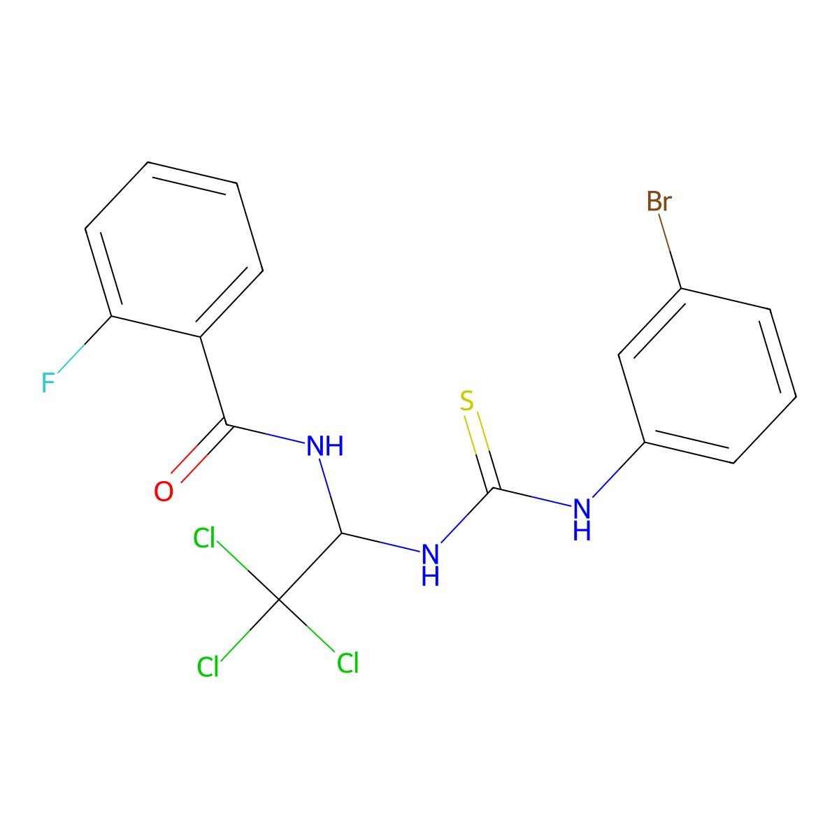 N-[1-[(3-bromophenyl)carbamothioylamino]-2,2,2-trichloroethyl]-2-fluorobenzamide molecular structure, CAS 6132-46-3