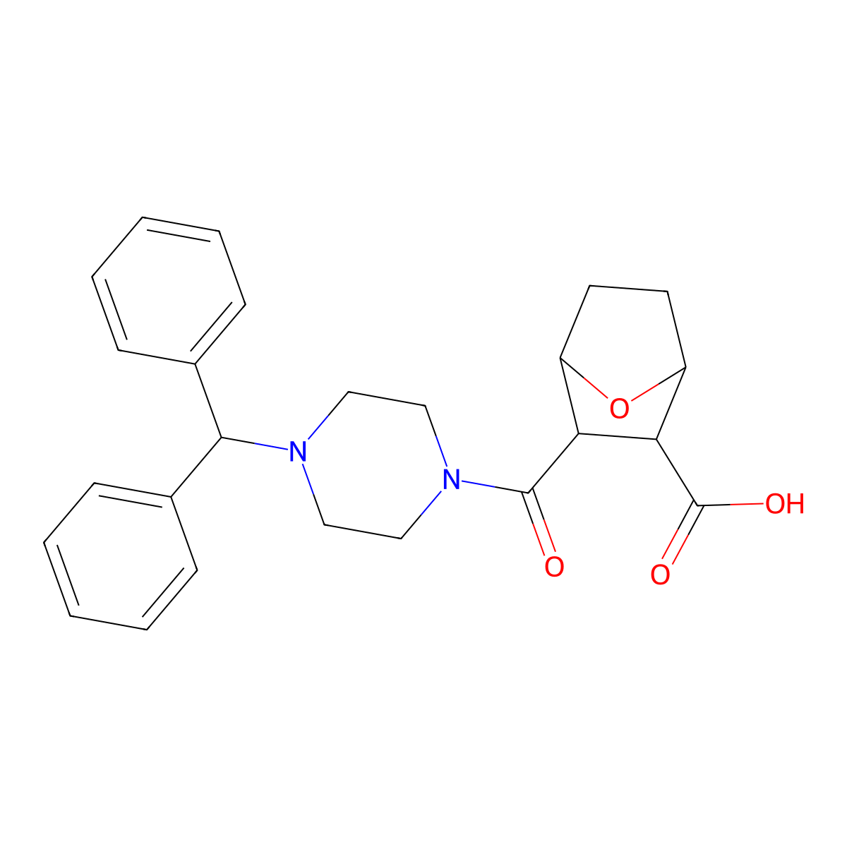 3-[(4-Benzhydryl-1-piperazinyl)carbonyl]-7-oxabicyclo[2.2.1]heptane-2-carboxylic acid molecular structure, CAS 6132-51-0