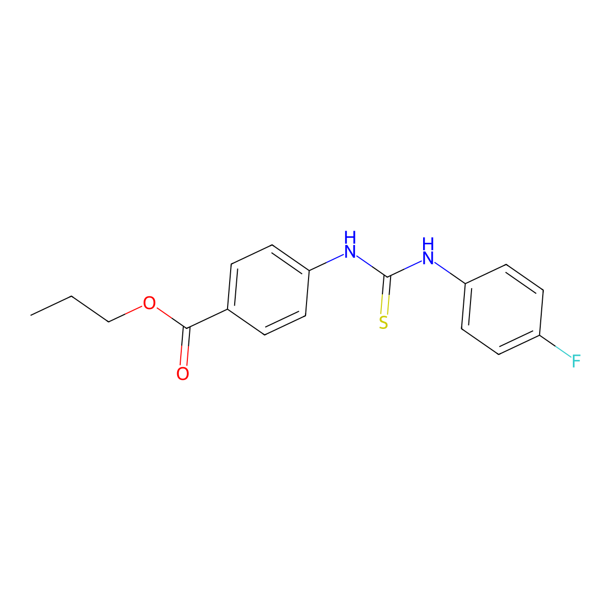 Propyl 4-[(4-fluorophenyl)carbamothioylamino]benzoate molecular structure, CAS 6132-69-0