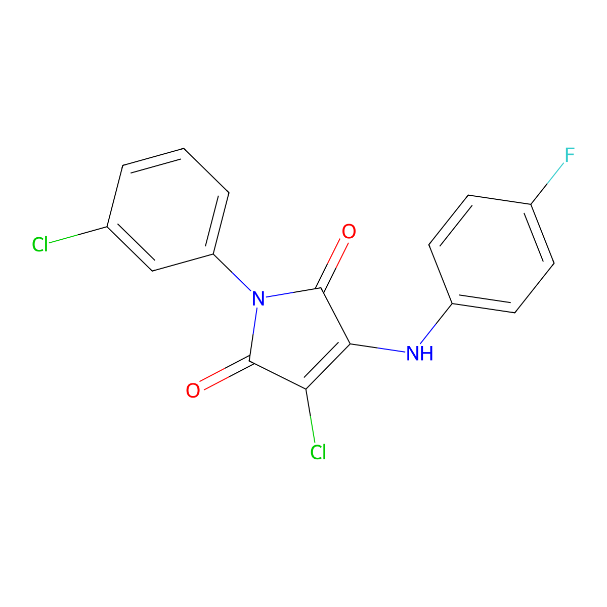 3-Chloro-1-(3-chlorophenyl)-4-(4-fluoroanilino)-1H-pyrrole-2,5-dione molecular structure, CAS 6132-83-8