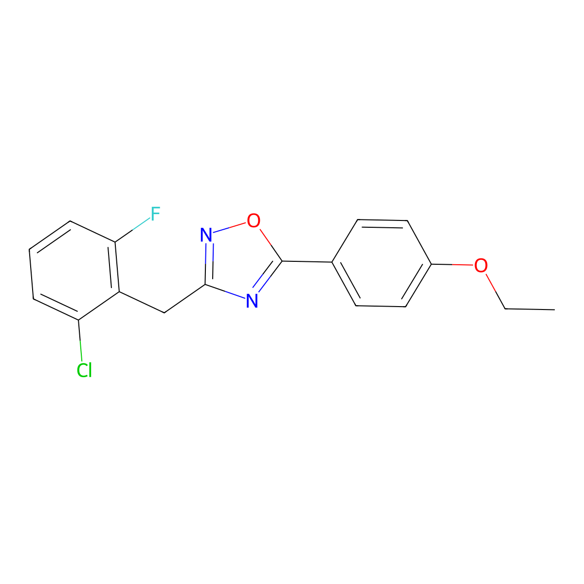 3-[(2-Chloro-6-fluorophenyl)methyl]-5-(4-ethoxyphenyl)-1,2,4-oxadiazole molecular structure, CAS 6132-92-9