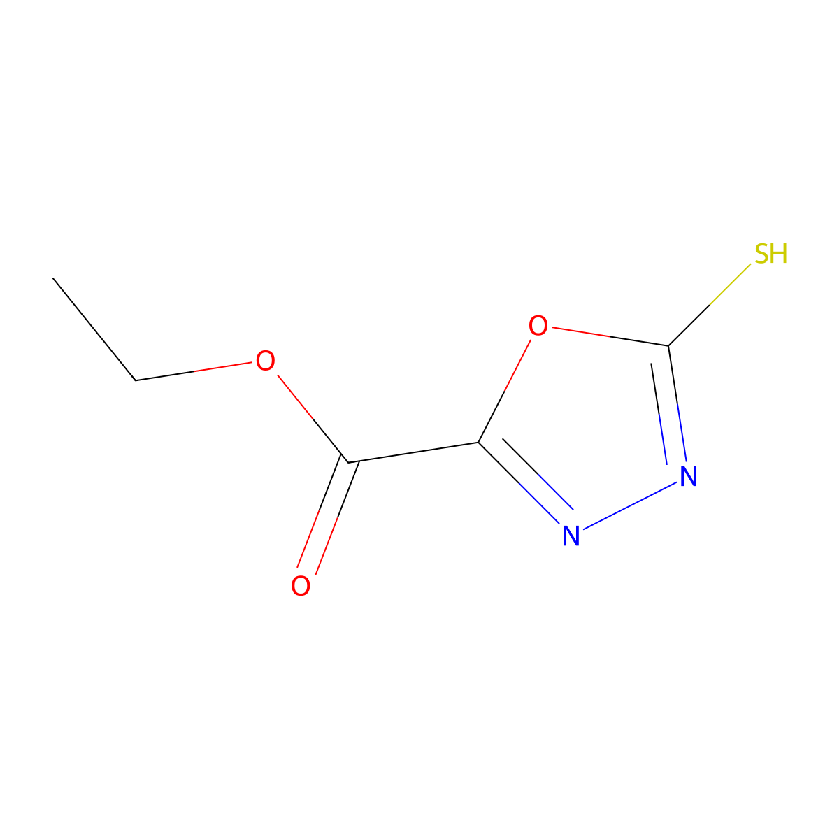 Ethyl 5-sulfanyl-1,3,4-oxadiazole-2-carboxylate molecular structure, CAS 61320-93-2