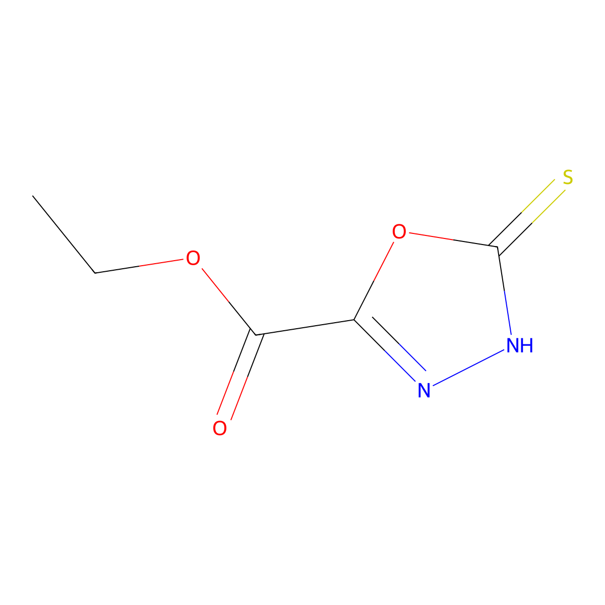 Ethyl 5-sulfanyl-1,3,4-oxadiazole-2-carboxylate molecular structure, CAS 61320-93-2