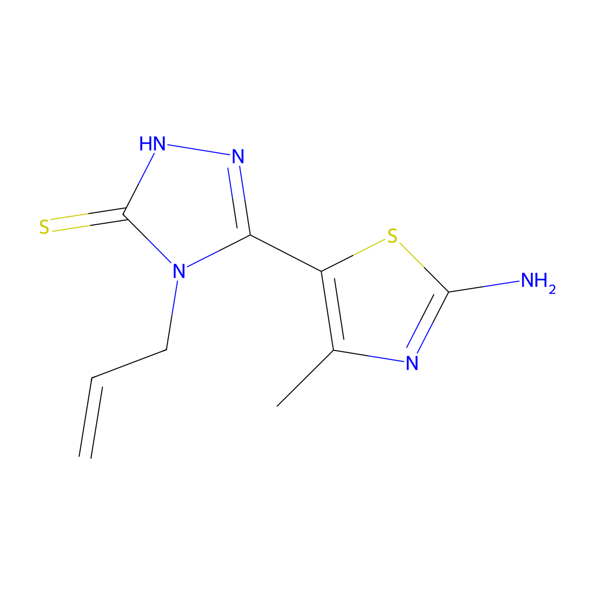 4-allyl-5-(2-amino-4-methyl-1,3-thiazol-5-yl)-4H-1,2,4-triazole-3-thiol molecular structure, CAS 613219-36-6