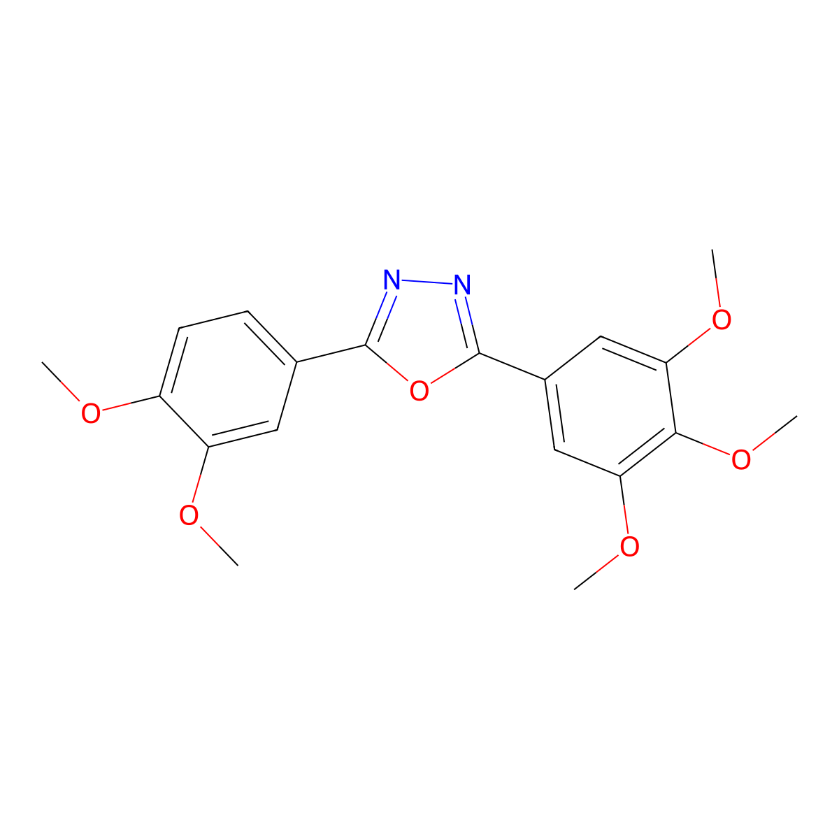 2-(3,4-Dimethoxyphenyl)-5-(3,4,5-trimethoxyphenyl)-1,3,4-oxadiazole molecular structure, CAS 613219-59-3