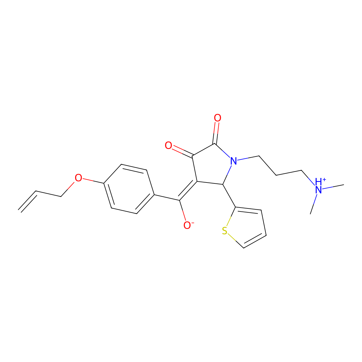 1-[3-(dimethylamino)propyl]-3-hydroxy-4-[4-(prop-2-en-1-yloxy)benzoyl]-5-(thiophen-2-yl)-2,5-dihydro-1H-pyrrol-2-one molecular structure, CAS 613220-17-0