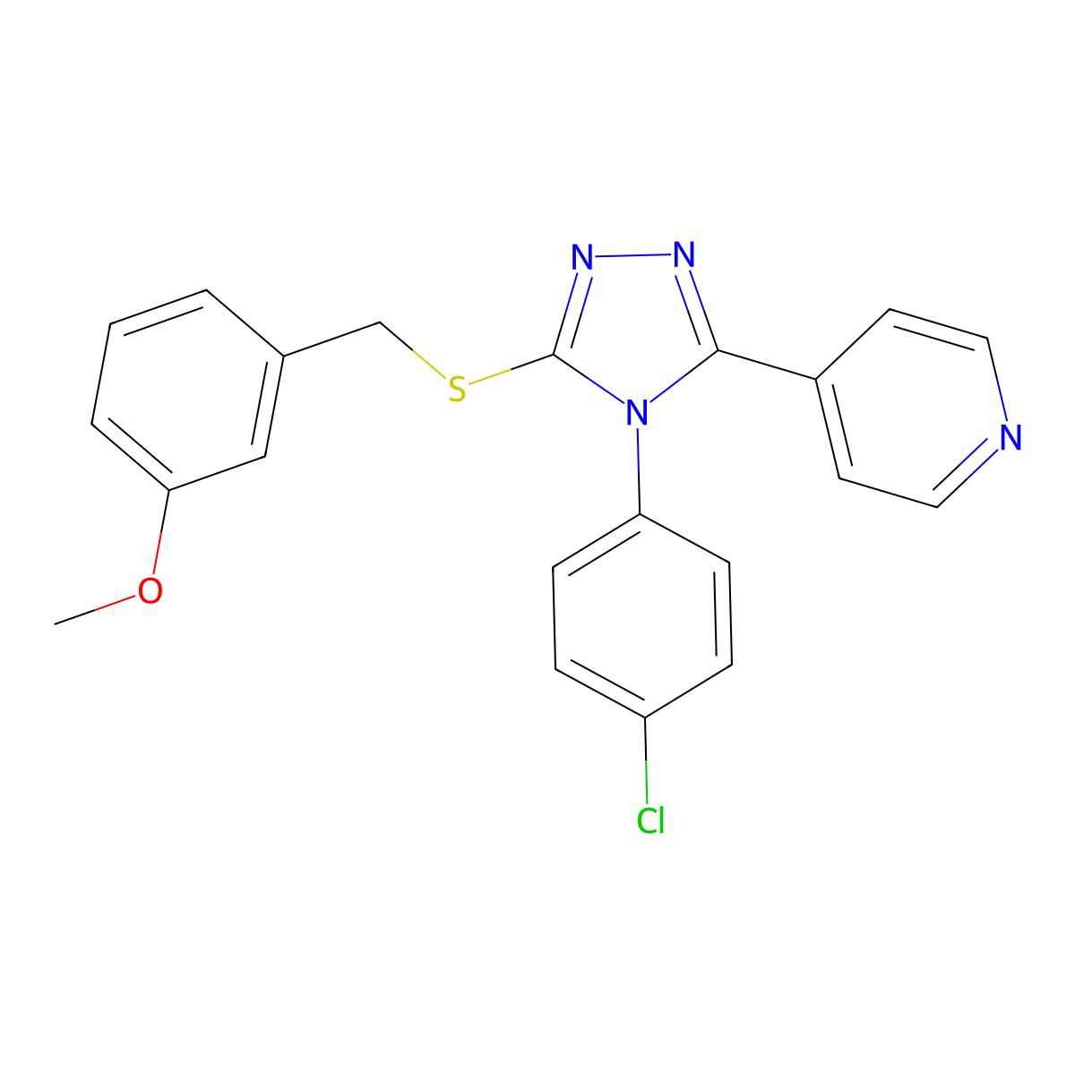 4-{4-(4-chlorophenyl)-5-[(3-methoxybenzyl)sulfanyl]-4H-1,2,4-triazol-3-yl}pyridine molecular structure, CAS 613225-74-4