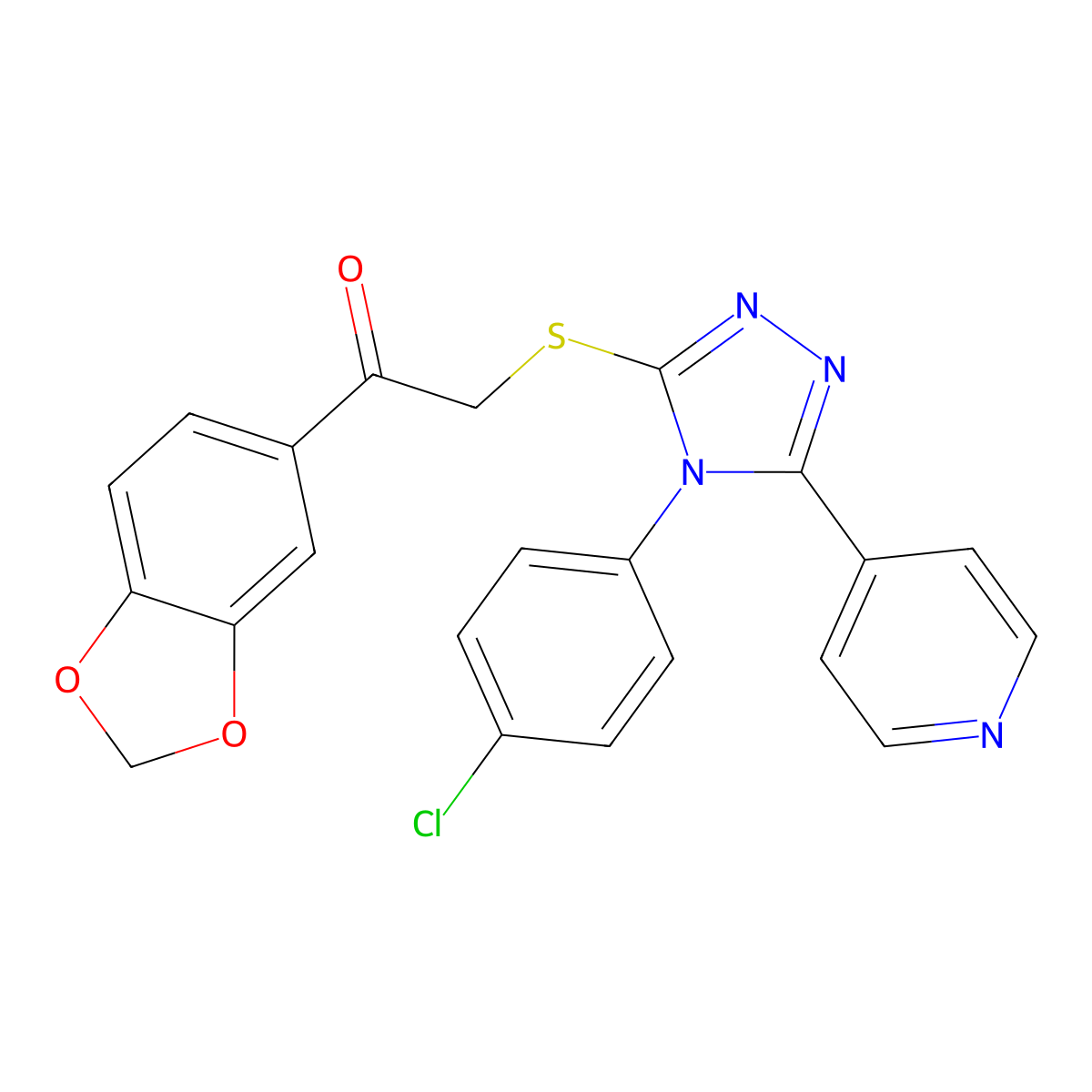 1-(1,3-Benzodioxol-5-YL)-2-{[4-(4-chlorophenyl)-5-(4-pyridinyl)-4H-1,2,4-triazol-3-YL]sulfanyl}ethanone molecular structure, CAS 613225-76-6