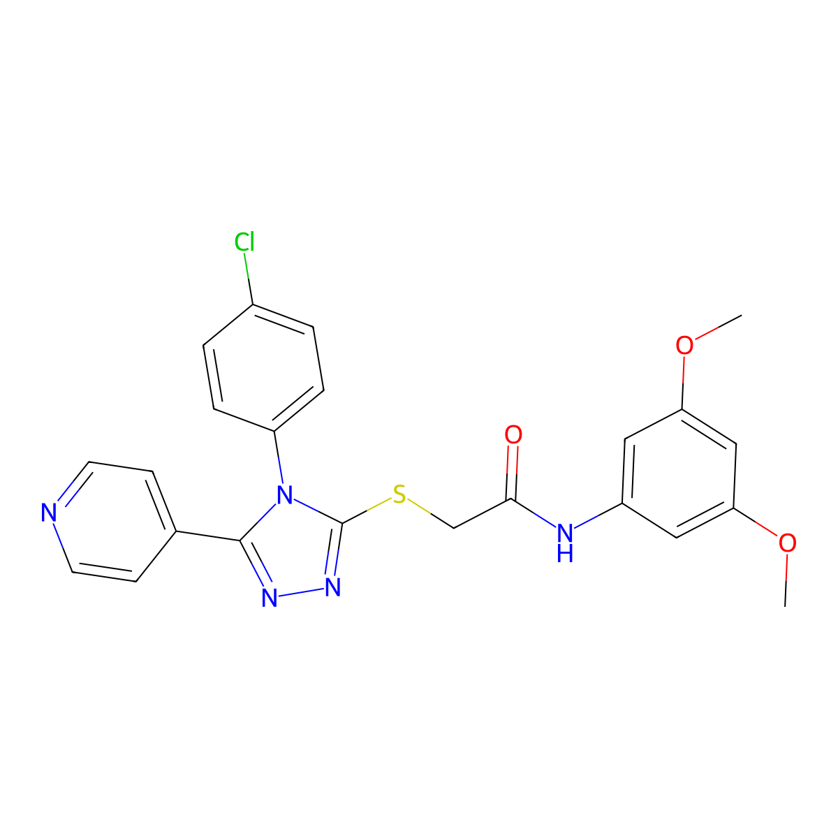 2-{[4-(4-chlorophenyl)-5-(pyridin-4-yl)-4H-1,2,4-triazol-3-yl]sulfanyl}-N-(3,5-dimethoxyphenyl)acetamide molecular structure, CAS 613225-78-8