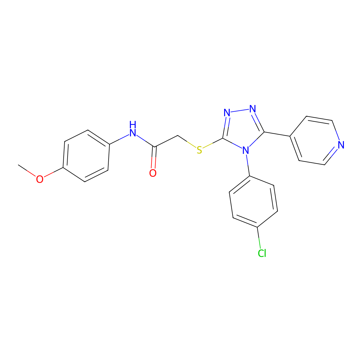 2-{[4-(4-chlorophenyl)-5-(pyridin-4-yl)-4H-1,2,4-triazol-3-yl]sulfanyl}-N-(4-methoxyphenyl)acetamide molecular structure, CAS 613225-79-9