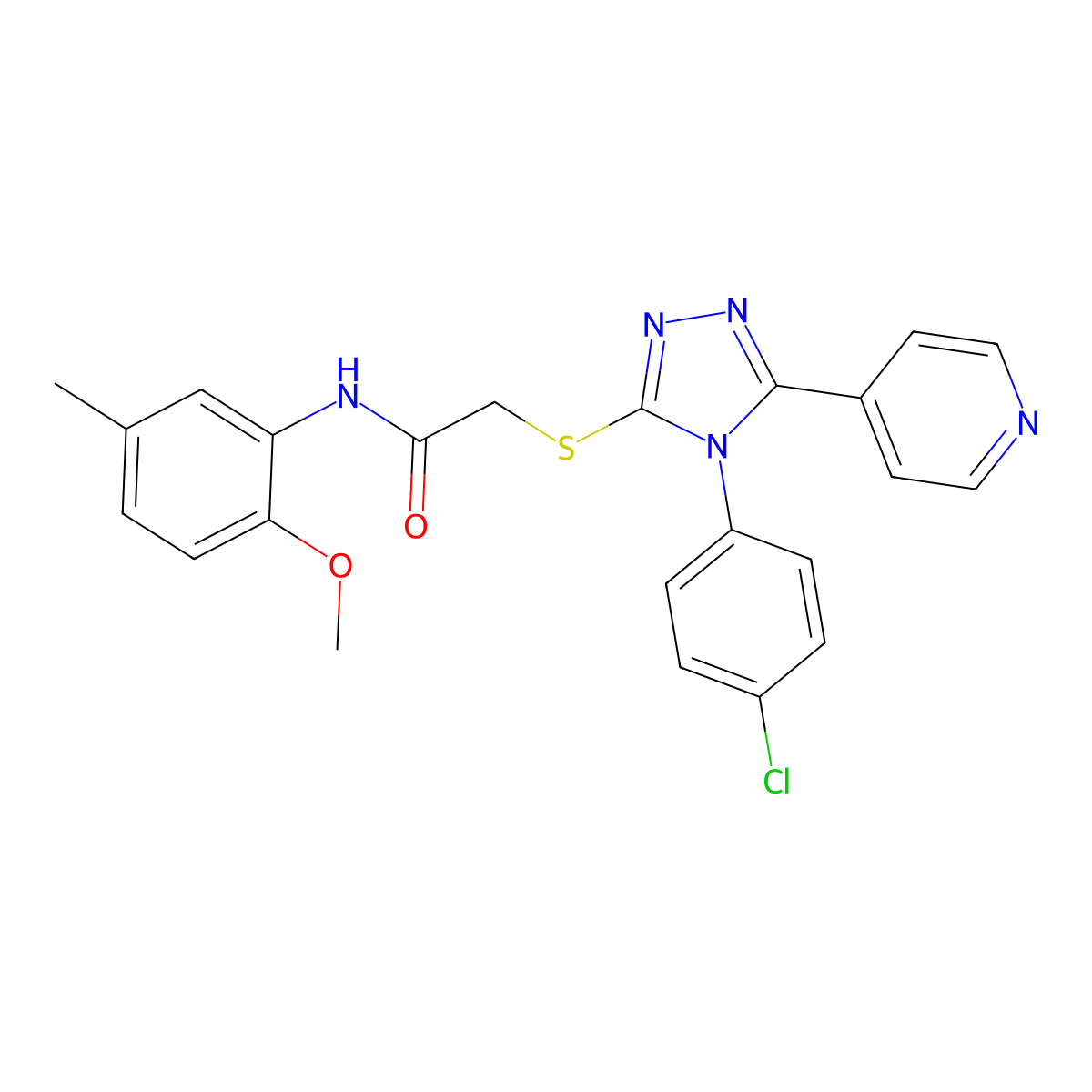 2-{[4-(4-chlorophenyl)-5-(pyridin-4-yl)-4H-1,2,4-triazol-3-yl]sulfanyl}-N-(2-methoxy-5-methylphenyl)acetamide molecular structure, CAS 613225-80-2