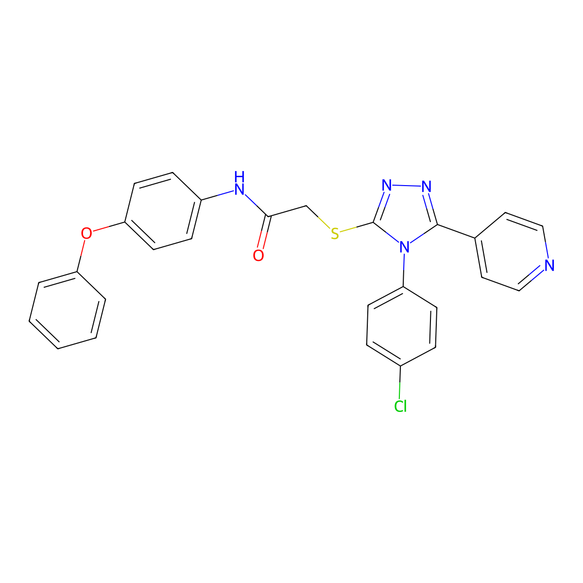 2-{[4-(4-chlorophenyl)-5-(pyridin-4-yl)-4H-1,2,4-triazol-3-yl]sulfanyl}-N-(4-phenoxyphenyl)acetamide molecular structure, CAS 613225-82-4