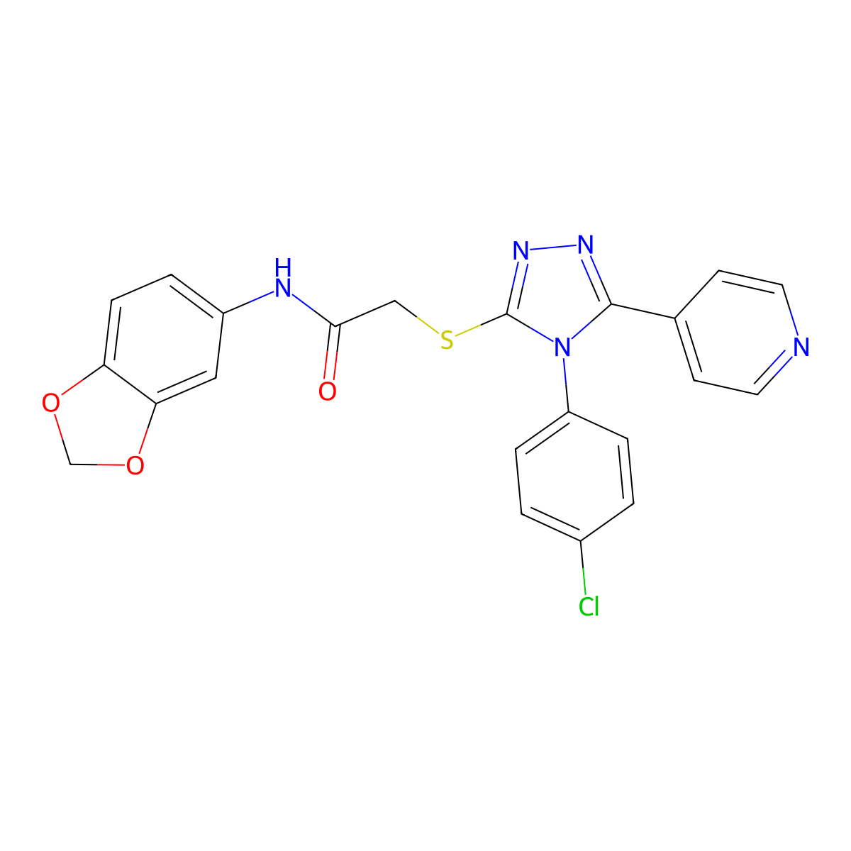 N-(1,3-benzodioxol-5-yl)-2-{[4-(4-chlorophenyl)-5-(pyridin-4-yl)-4H-1,2,4-triazol-3-yl]sulfanyl}acetamide molecular structure, CAS 613225-83-5