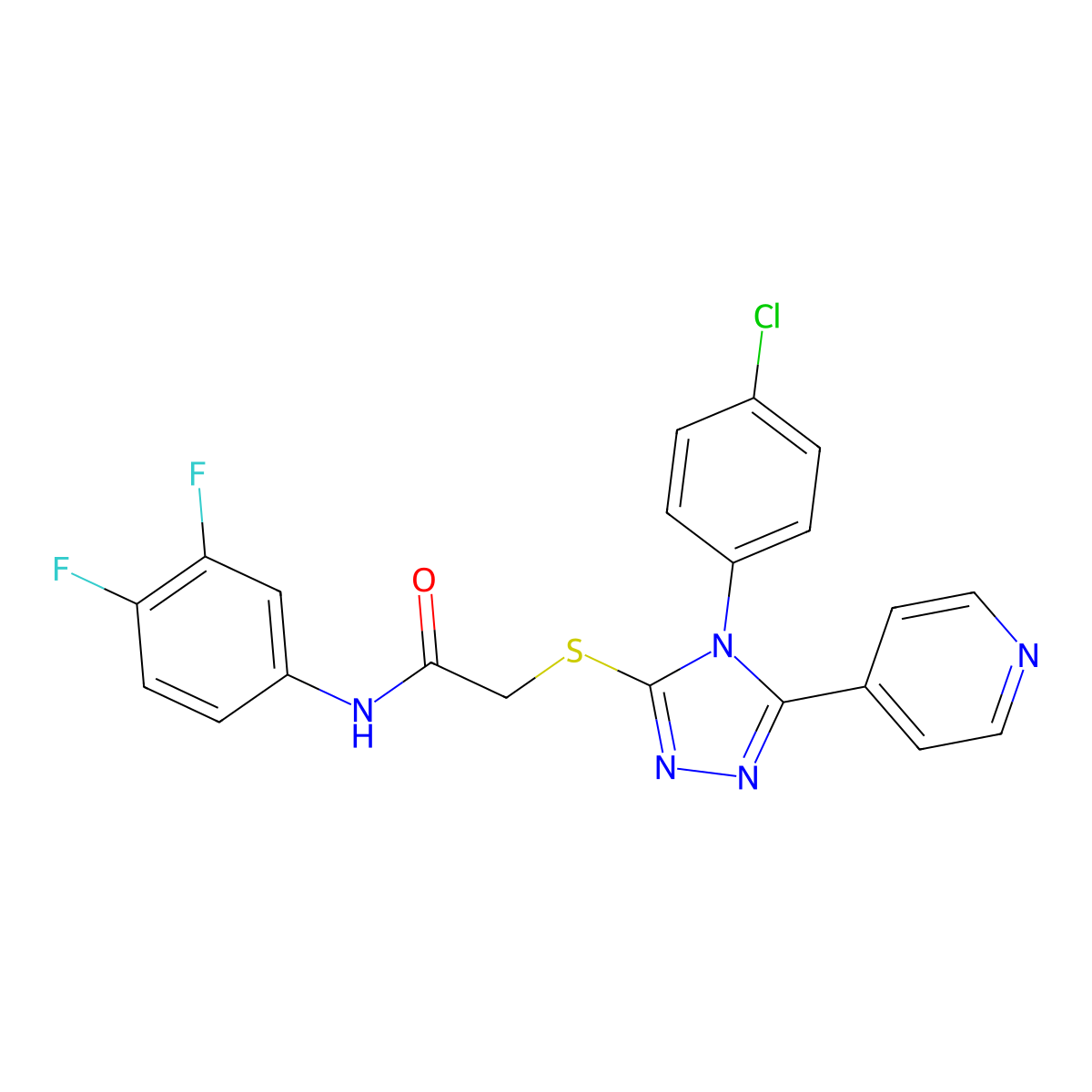 2-{[4-(4-chlorophenyl)-5-(pyridin-4-yl)-4H-1,2,4-triazol-3-yl]sulfanyl}-N-(3,4-difluorophenyl)acetamide molecular structure, CAS 613225-87-9