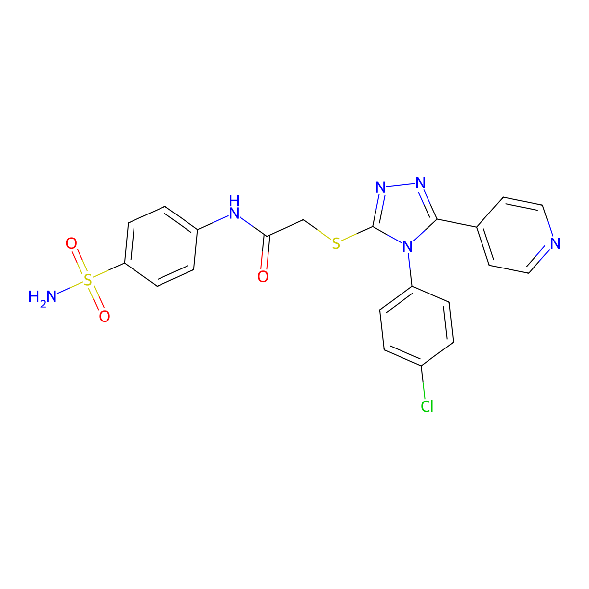 2-{[4-(4-chlorophenyl)-5-(pyridin-4-yl)-4H-1,2,4-triazol-3-yl]sulfanyl}-N-(4-sulfamoylphenyl)acetamide molecular structure, CAS 613225-90-4