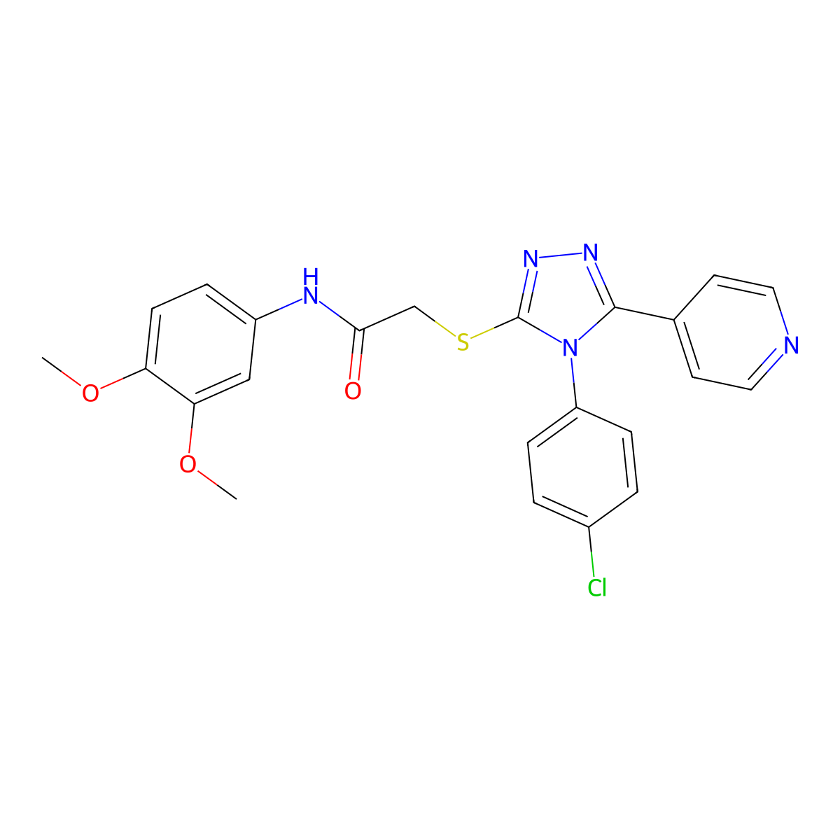 2-{[4-(4-chlorophenyl)-5-(pyridin-4-yl)-4H-1,2,4-triazol-3-yl]sulfanyl}-N-(3,4-dimethoxyphenyl)acetamide molecular structure, CAS 613225-91-5